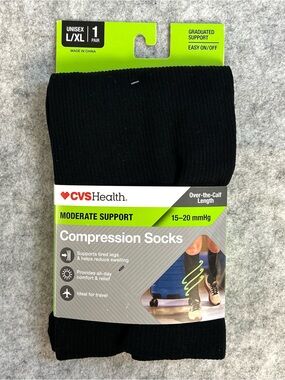 CVS Moderate Support Copper-Treated Compression Socks L/XL Black 1 pr